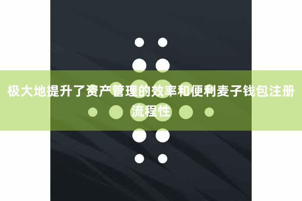 极大地提升了资产管理的效率和便利麦子钱包注册流程性